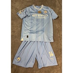 Puma Manchester City 2023/24 home soccer uniform kit with "14"
